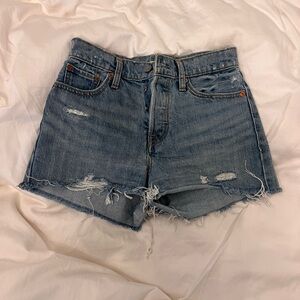 Levi's Blue Distressed Jean Shorts